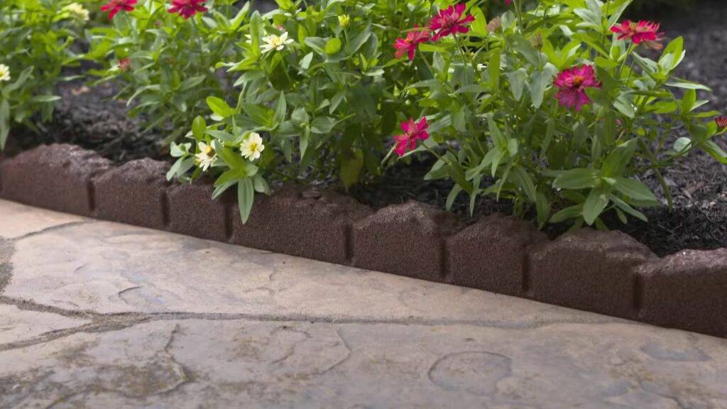 Recycled Rubber Edging around a flower bed